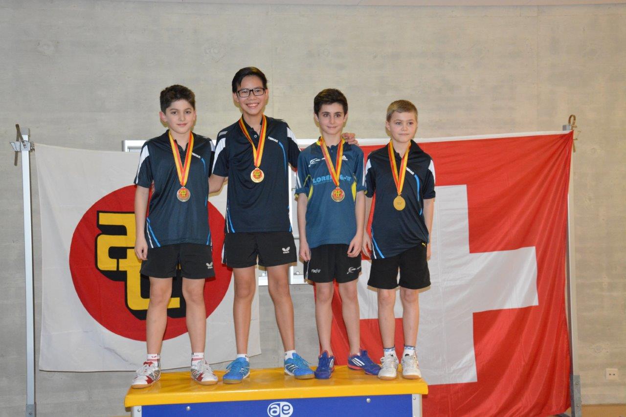 Podium U13 Championnat genevois U13 - 3 premières places pour CTT Châtelaine